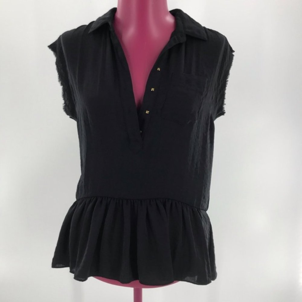 Rebecca Taylor Snap Front Collared Blouse sz 0